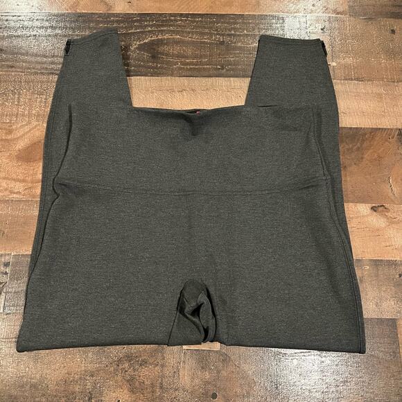 Spanx Ankle Length Ponte Hem Slit Leggings Charcoal Gray - Picture 5 of 9